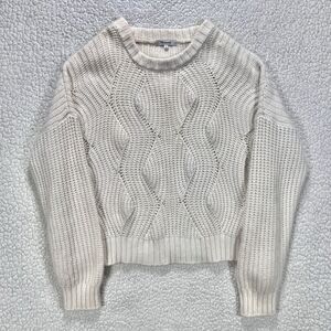 Madewell Cable Knit Sweater Women’s L Cream Wool‎ Alpaca Chunky Cozy Minimalist